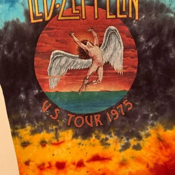 Led Zeppelin US Tour 1975 T Shirt Mens Size Medium Tie Dye - Picture 3 of 5